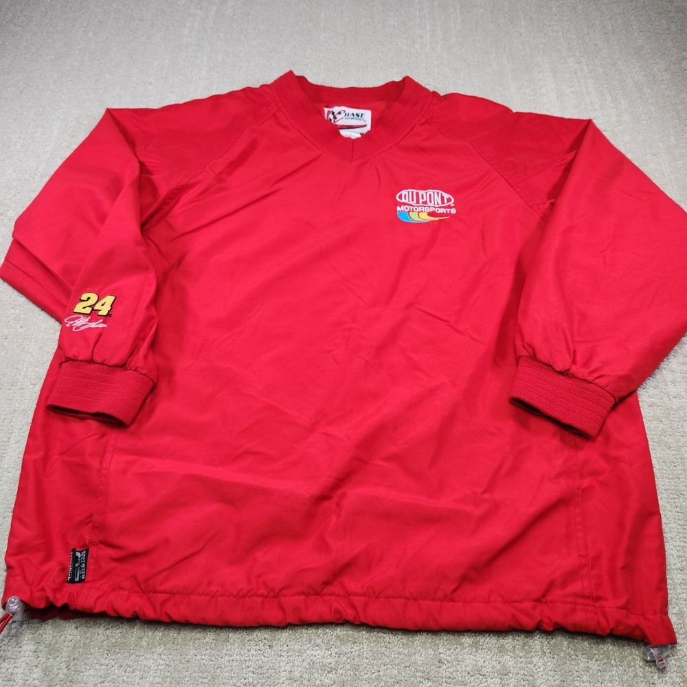 Vintage‎ Jeff Gordon Jacket Men Medium Pit Crew Pullover Windbreaker Red Chase